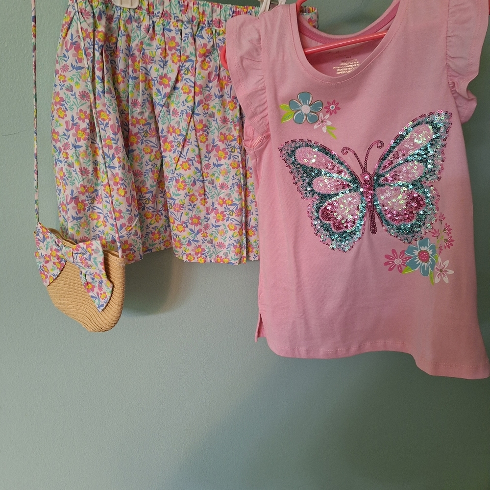 Cynthia Rowley size 5-6 shirt, skirt, and a purse.
